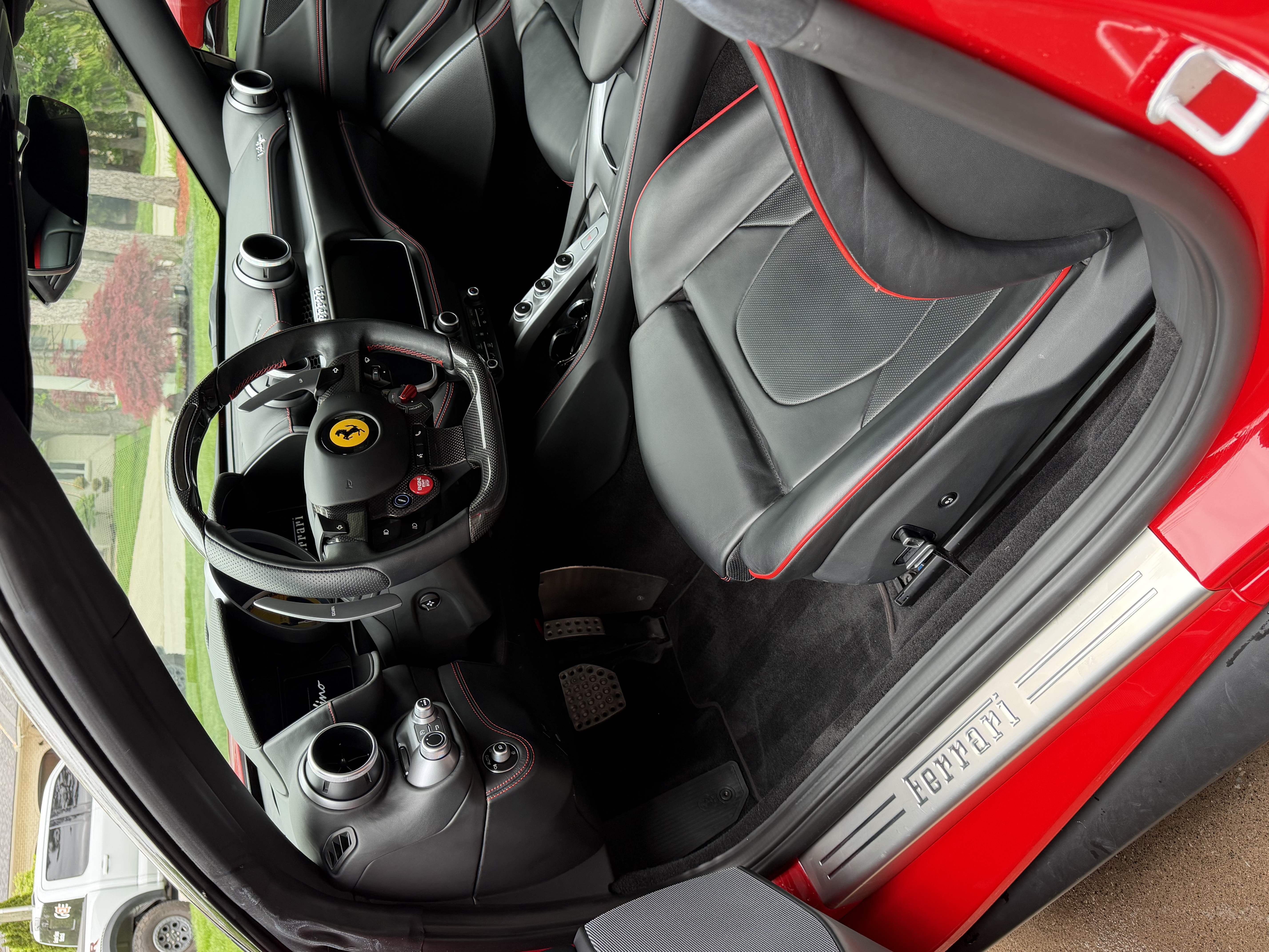 Detailed Ferrari interior, clean dashboard and seats